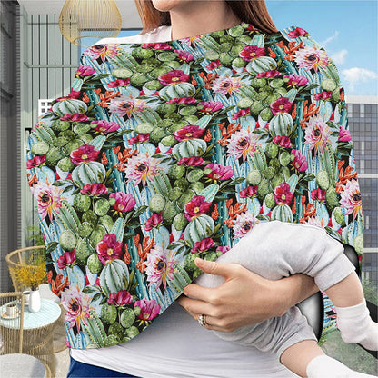 Vintage Cactus And Flower Print Baby Seat Cover
