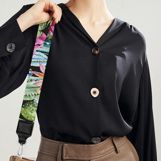 Vintage Cactus And Flower Print Bag Strap