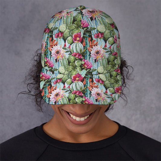 Vintage Cactus And Flower Print Baseball Cap