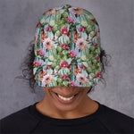 Vintage Cactus And Flower Print Baseball Cap