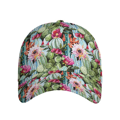 Vintage Cactus And Flower Print Baseball Cap