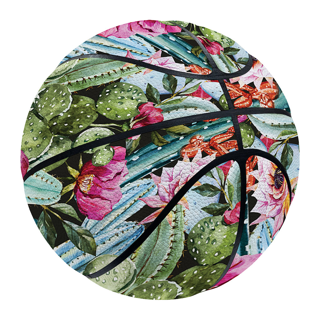 Vintage Cactus And Flower Print Basketball