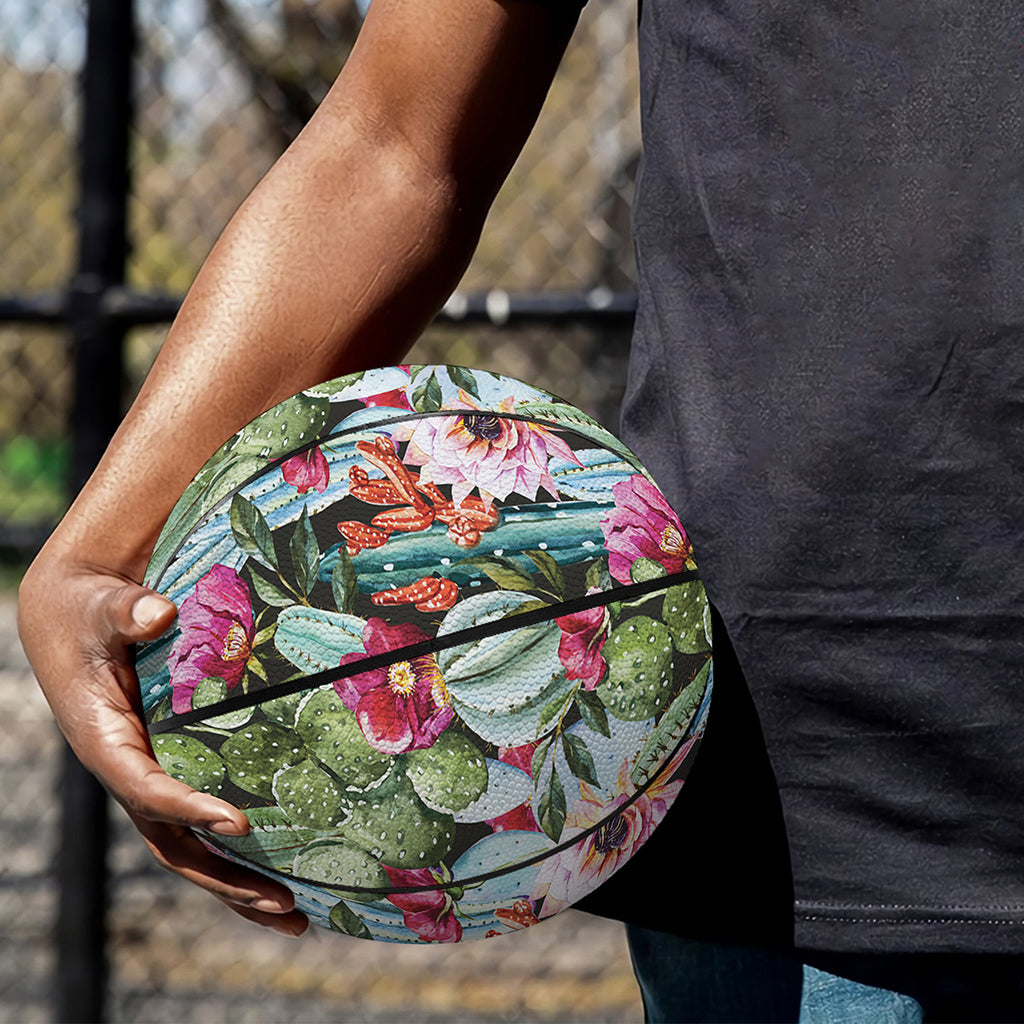Vintage Cactus And Flower Print Basketball