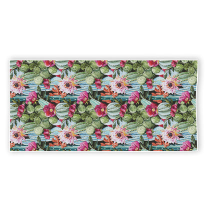 Vintage Cactus And Flower Print Beach Towel