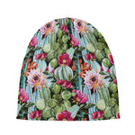 Vintage Cactus And Flower Print Beanie