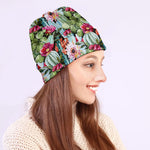 Vintage Cactus And Flower Print Beanie
