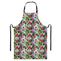 Vintage Cactus And Flower Print Bib Apron With Pocket