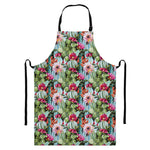 Vintage Cactus And Flower Print Bib Apron With Pocket