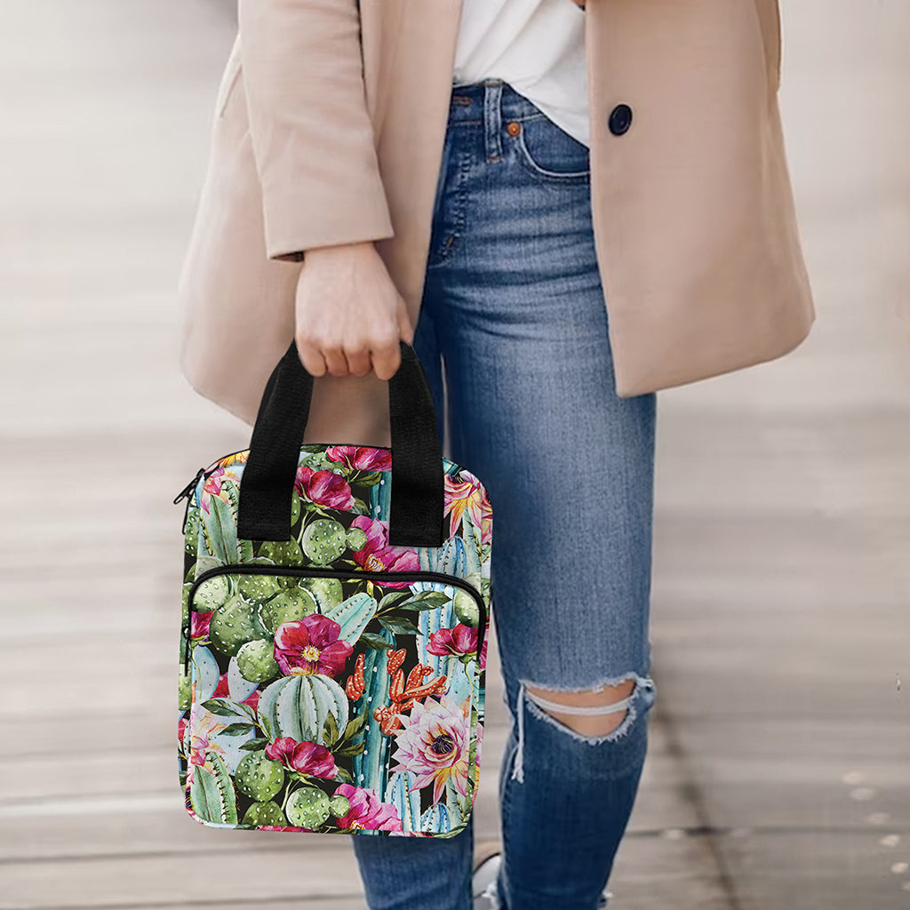 Vintage Cactus And Flower Print Bible Tote Bag