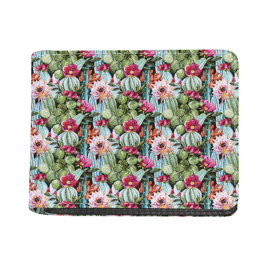 Vintage Cactus And Flower Print Bifold Wallet