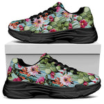 Vintage Cactus And Flower Print Black Chunky Shoes