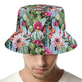 Vintage Cactus And Flower Print Bucket Hat