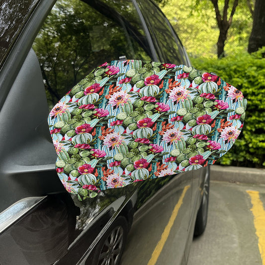 Vintage Cactus And Flower Print Car Side Mirror Covers