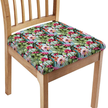 Vintage Cactus And Flower Print Chair Cushion Cover