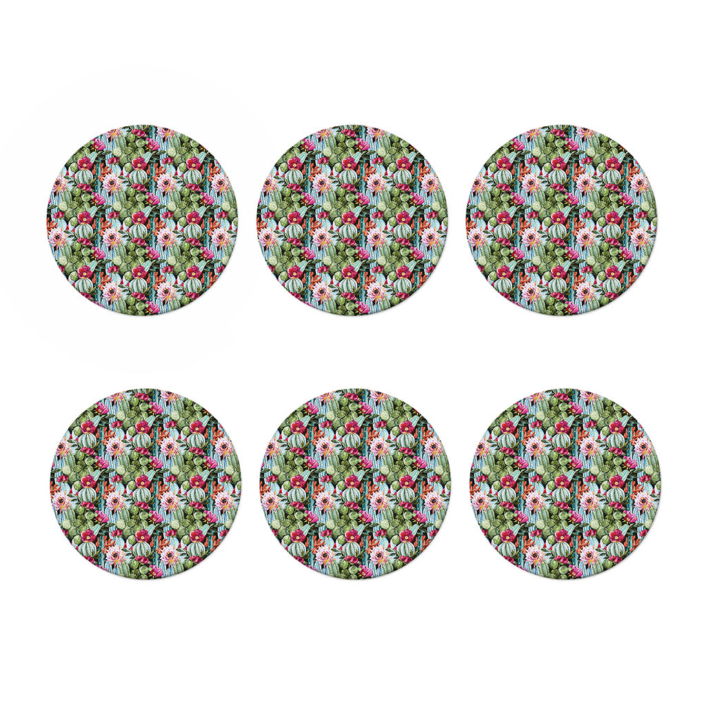 Vintage Cactus And Flower Print Coaster Set