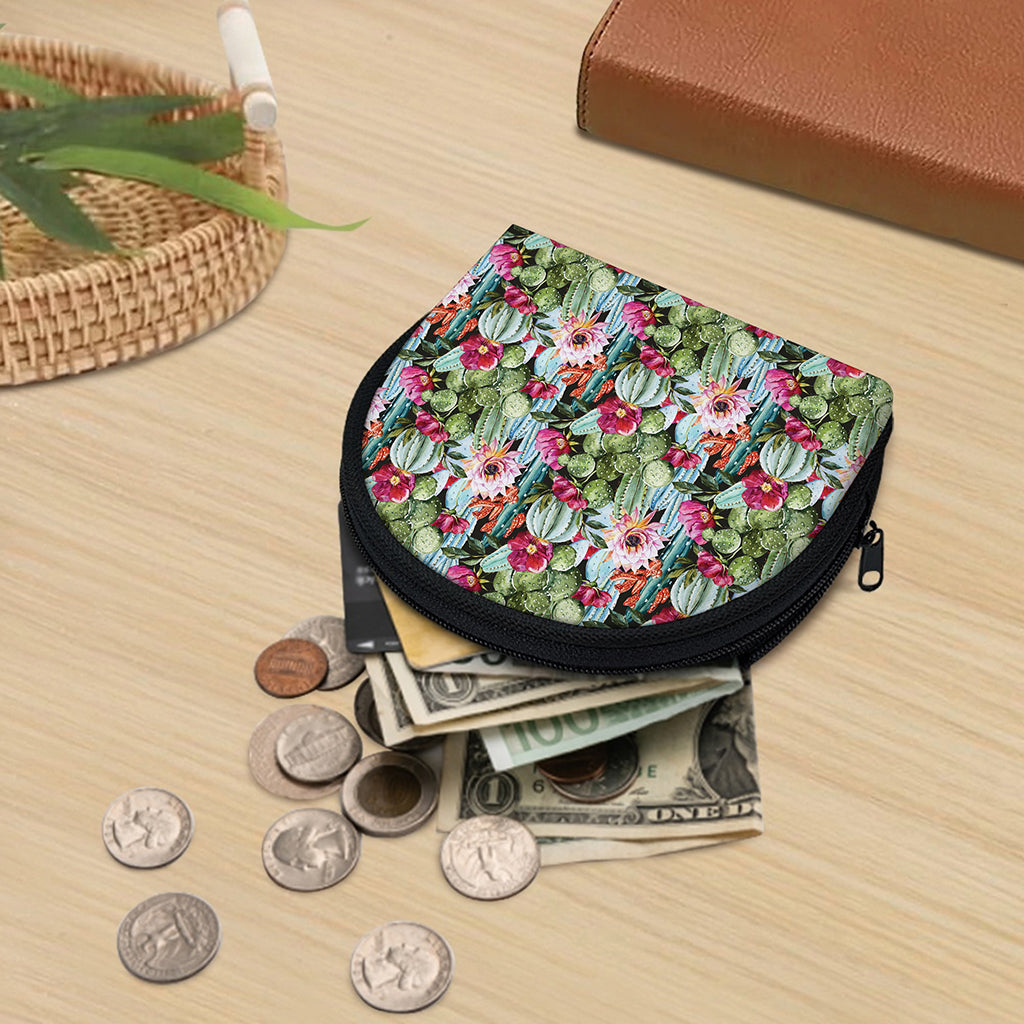 Vintage Cactus And Flower Print Coin Purse