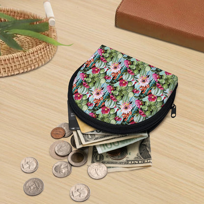 Vintage Cactus And Flower Print Coin Purse