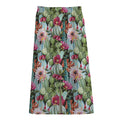 Vintage Cactus And Flower Print Cotton Front Slit Maxi Skirt