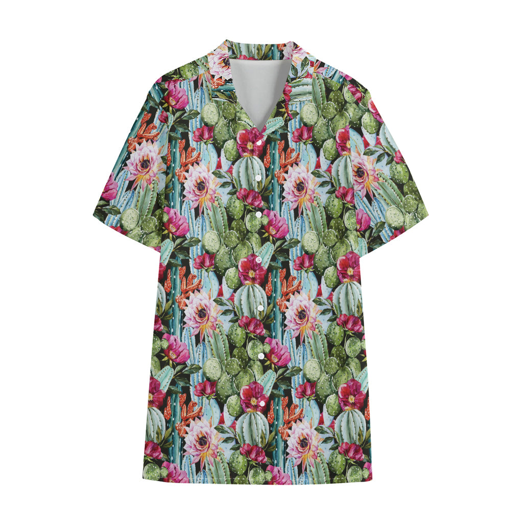 Vintage Cactus And Flower Print Cotton Hawaiian Shirt