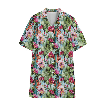 Vintage Cactus And Flower Print Cotton Hawaiian Shirt