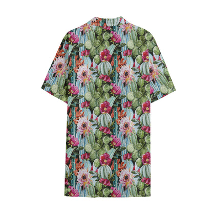 Vintage Cactus And Flower Print Cotton Hawaiian Shirt