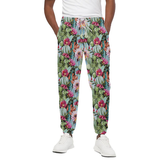 Vintage Cactus And Flower Print Cotton Pants