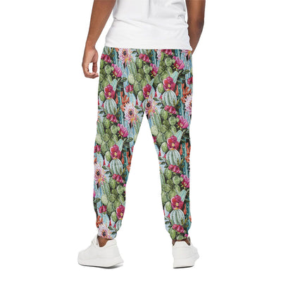 Vintage Cactus And Flower Print Cotton Pants