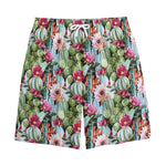 Vintage Cactus And Flower Print Cotton Shorts