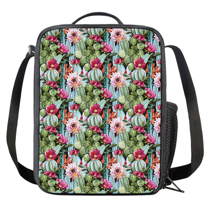 Vintage Cactus And Flower Print Crossbody Lunch Bag