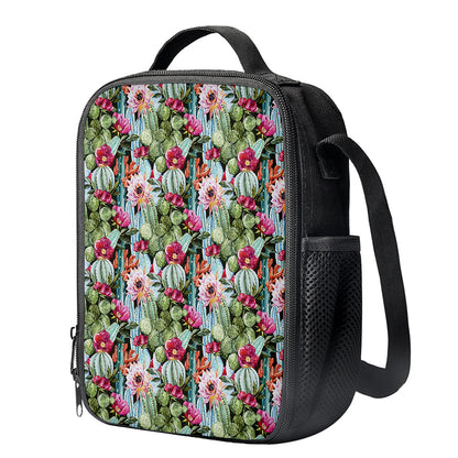 Vintage Cactus And Flower Print Crossbody Lunch Bag