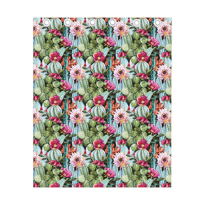 Vintage Cactus And Flower Print Curtain