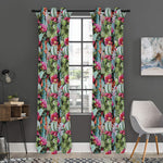 Vintage Cactus And Flower Print Curtain