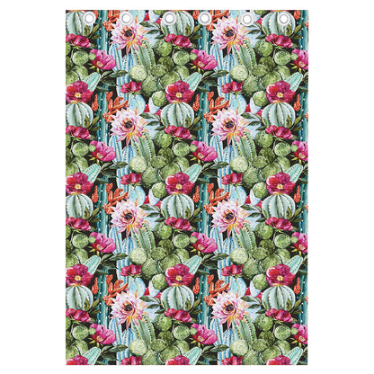 Vintage Cactus And Flower Print Curtain