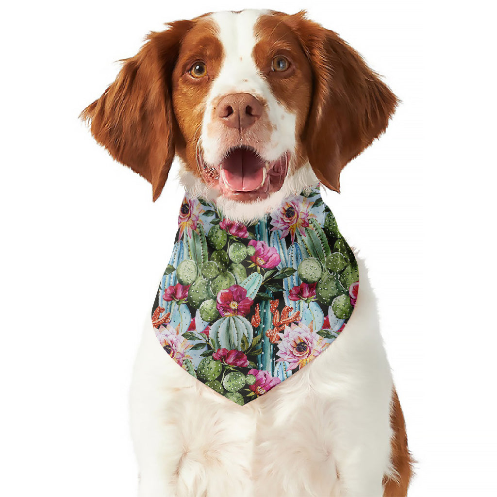 Vintage Cactus And Flower Print Dog Bandana