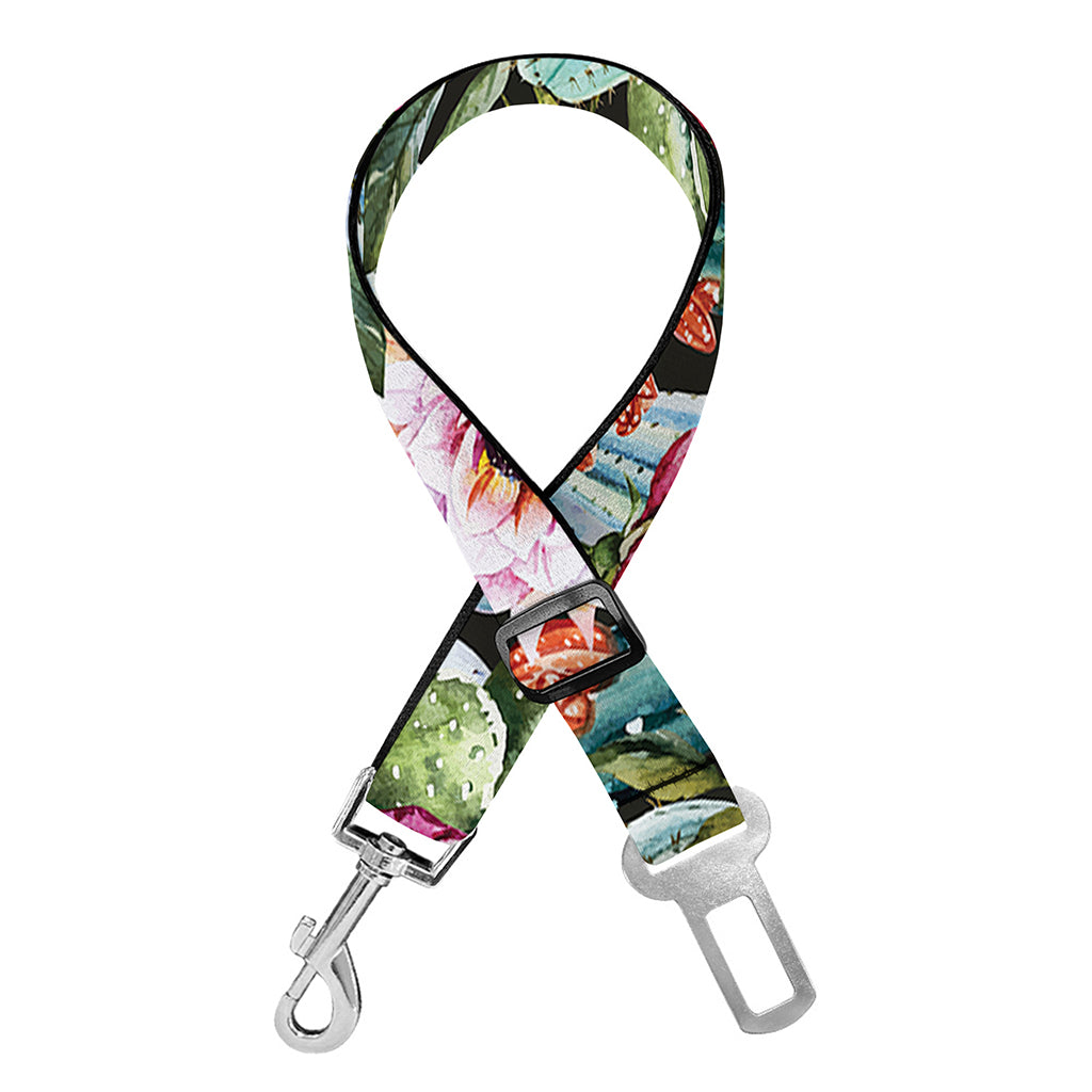 Vintage Cactus And Flower Print Dog Seat Belt