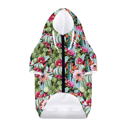 Vintage Cactus And Flower Print Dog Zip Up Hoodie