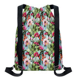 Vintage Cactus And Flower Print Drawstring Backpack