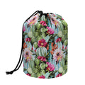 Vintage Cactus And Flower Print Drawstring Makeup Bag