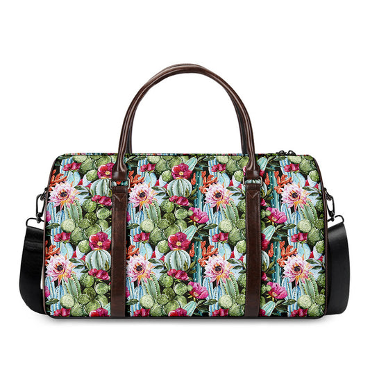 Vintage Cactus And Flower Print Duffle Bag