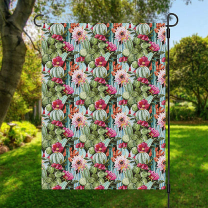 Vintage Cactus And Flower Print Garden Flag
