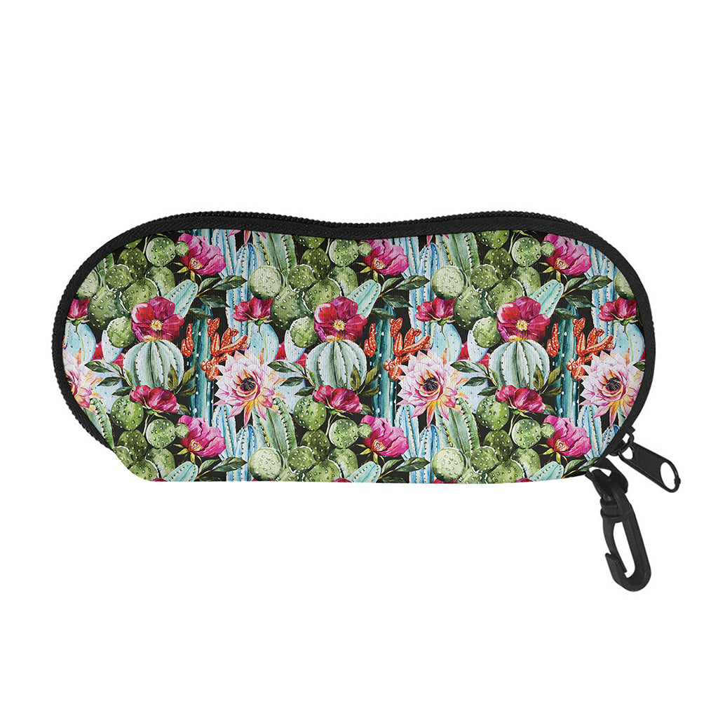 Vintage Cactus And Flower Print Glasses Case