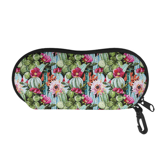 Vintage Cactus And Flower Print Glasses Case