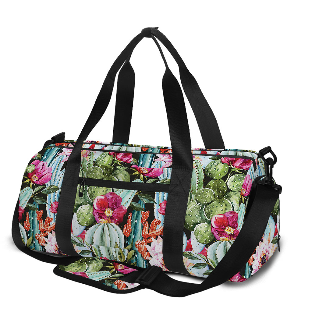 Vintage Cactus And Flower Print Gym Bag