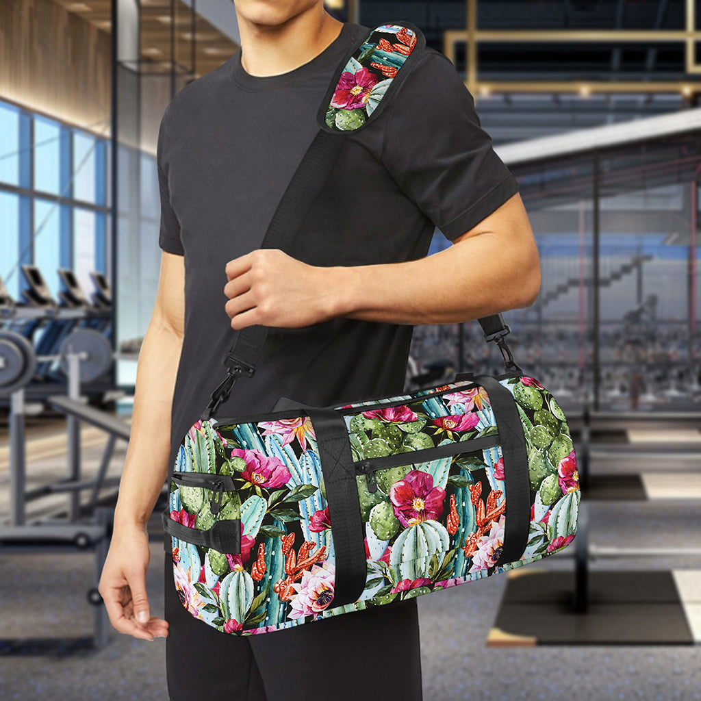 Vintage Cactus And Flower Print Gym Bag