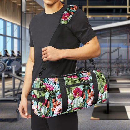 Vintage Cactus And Flower Print Gym Bag