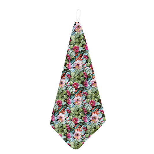 Vintage Cactus And Flower Print Hand Towel