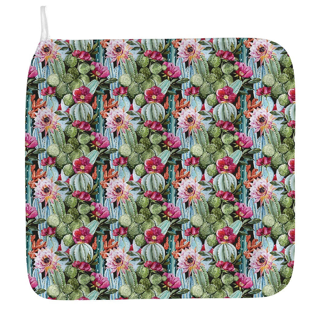Vintage Cactus And Flower Print Hand Towel