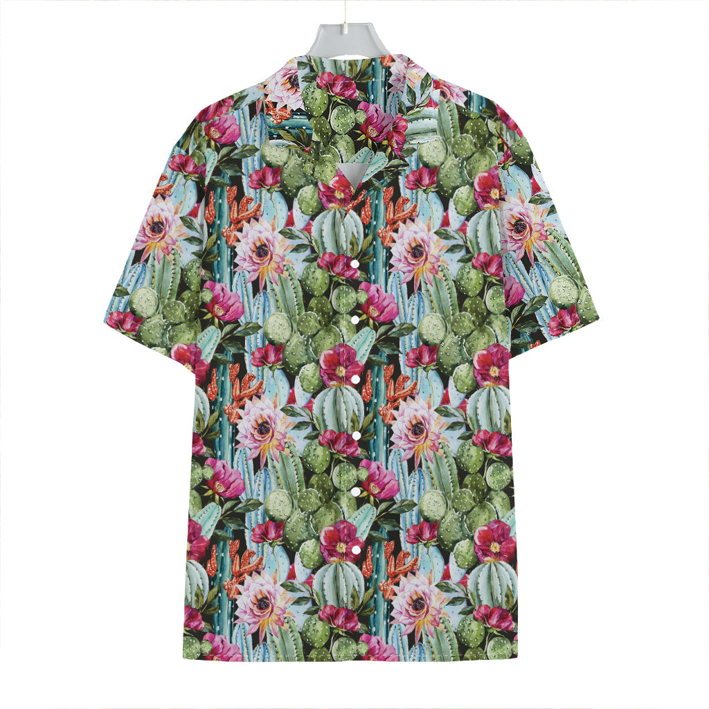 Vintage Cactus And Flower Print Hawaiian Shirt