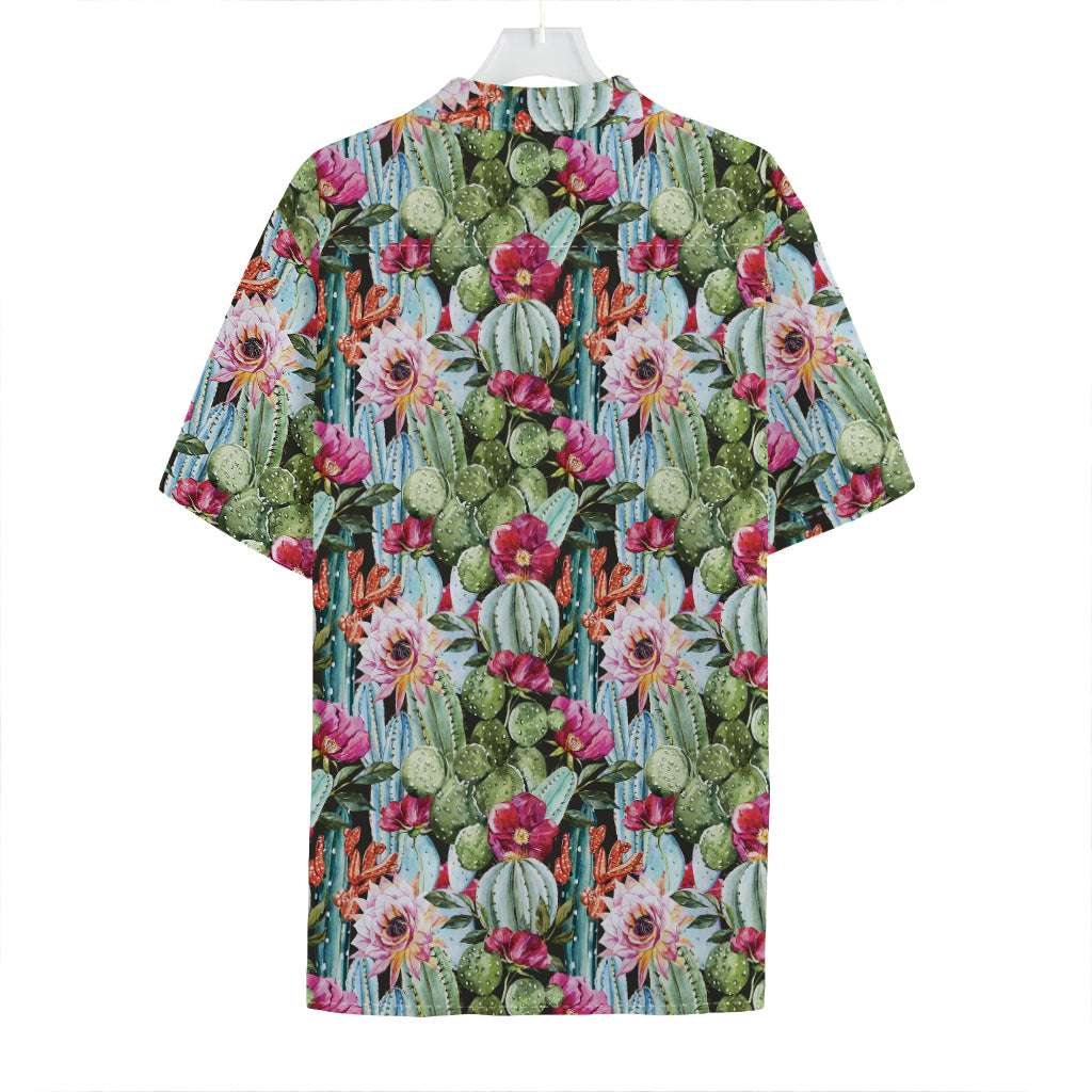 Vintage Cactus And Flower Print Hawaiian Shirt