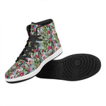 Vintage Cactus And Flower Print High Top Leather Sneakers